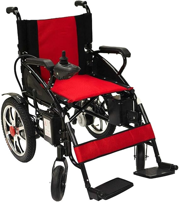 Electric Wheelchair Electric Power Wheel Chair Motorized Foldable Mobility Scooter Wheelchair Automated Wheelchair (RED)