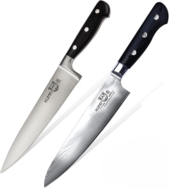 Japanese Steel Chef Knife Set [Bundle] Razor Sharp 8-Inch Kitchen Knife Set w/Damascus Steel Japanese Knife & Stainless Steel Knife Ultra Strong Kitchen Knives w/Knife Sheath