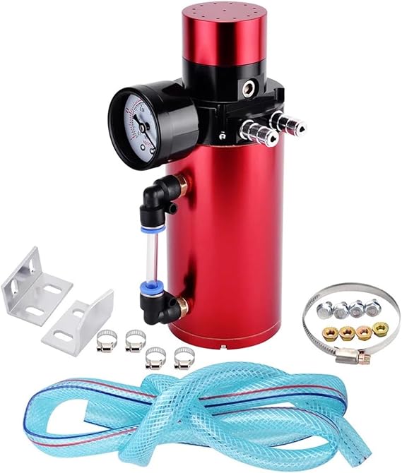 Oil Catch Can Breathable Kettle with Watch Exhaust Pipe(Red)