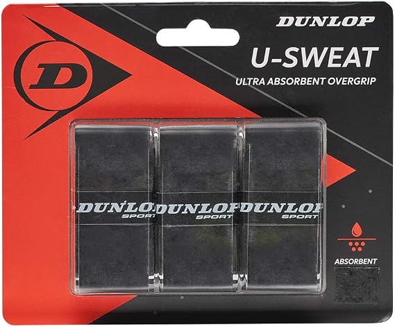 Dunlop Sports U-Sweat Overgrip, 3-Pack, Black