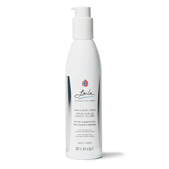 Geir Ness Laila Hand & Body Cream - Skin Moisturizing and Nourishing Formula for Soft and Smooth Hands - Vitamin A & E, Aloe Vera and Honey Extract