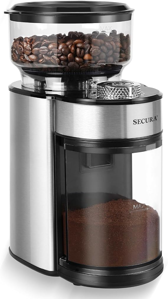 Secura Conical Burr Coffee Grinder Electric Coffee Grinder with 25 Precise Grind Settings, 2-12 Cups