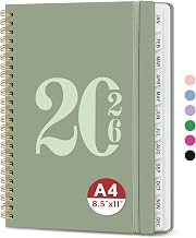 2026 Planner, Weekly and Monthly Calender Planner, Jan 2026 to Dec 2026, Hardcover 2026 Calendar Book with Tabs & Inner Pocket, Office Home School Supplies for Women & Men - A4 (8.5" x 11"), Green