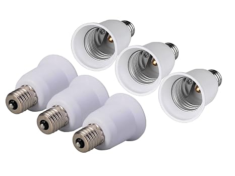 (Pack-6) FINELED E17 to E26 Socket Adapter,Intermediate Base E17 to Standard Medium Base E26 Converter