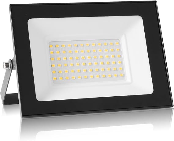 Sararoom 50W LED Flood Light Ourdoor, 5000LM Super Bright LED Security Light, 3000K Warm White Outdoor Floodlight, IP66 Waterproof Ultra Thin Wall Light for Garden, Backyard, Yard, Garage [Energy Class F]