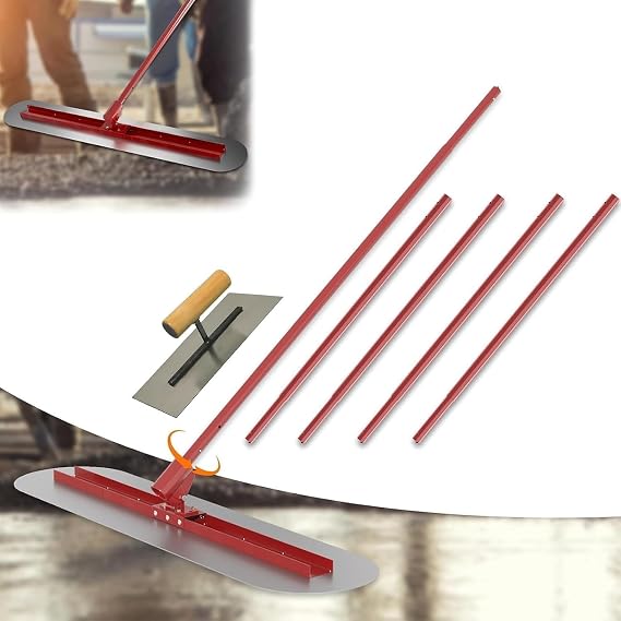 Bull Float Concrete Tool, 120x30cm Cement Tool with Trowel, Red