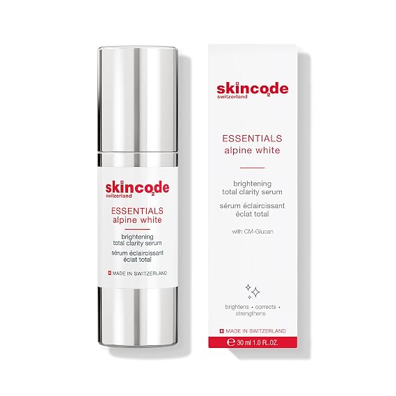 Skincode Essentials AlpineWhite Brightening Total Clarity Serum - Hydrating & Brightening Dark Spot Serum with CM-Glucan, Niacinamide & Swiss Alpine Plants, All Skin Types (1.0 Oz / 30 mL)