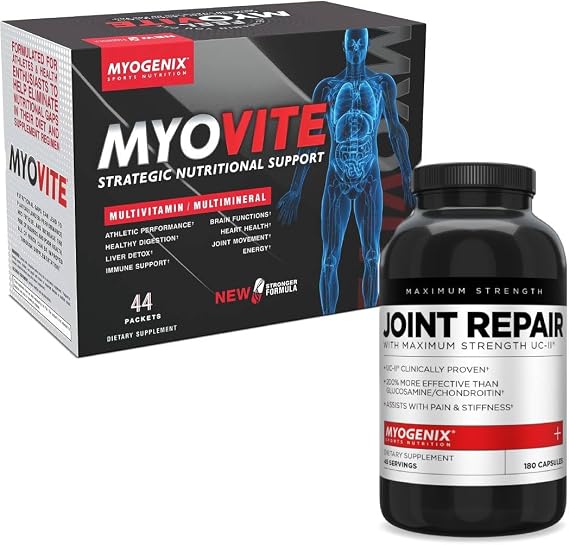 Myogenix Joint & Tissue Supplement & Myovite Multivitamin Advanced Mobility & Daily Nutrition UC-II Collagen, MSM,Spectrum Vitamins for Performance & Recovery