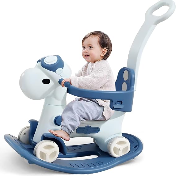 Rocking Horse for Toddlers 1-3, 4 in 1 Push Ride On Toys for Indoor Play