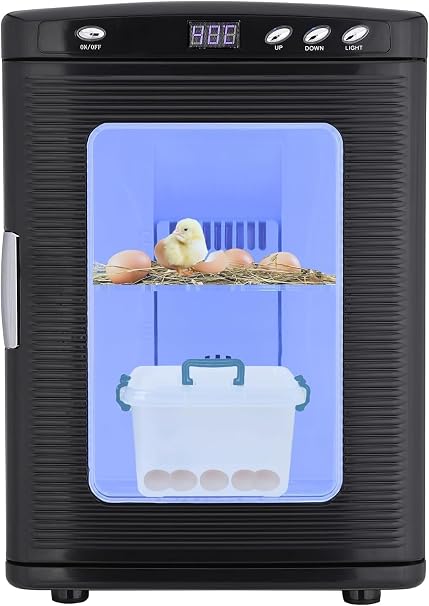 25L Reptile Egg Incubator with Cooling & Heating - Portable Scientific Lab Incubator, 10c-60c Temperature Control, 12V/110V Digital Incubator for Small Reptiles Hatching,Black
