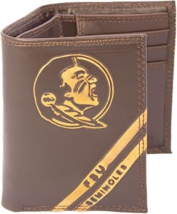 NCAA Florida State Seminoles Zep-Pro Pull-Up Leather Long Secretary Embossed Wallet, Brown