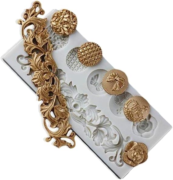 DIY Baroque Scroll Relief Cake Border Silicone Molds