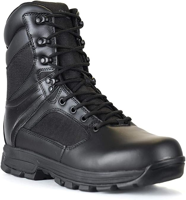 LA Police Gear Sector 8" Side-Zip Duty Boot, Men's Tactical Boots, Black Boots for Men