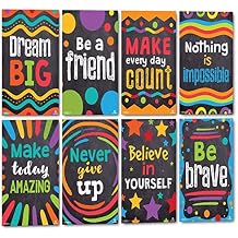 Sproutbrite 8 Pack Motivational Posters for Classroom 12 x 16 inspirational Banners and Wall Decor for Pre, Elementary, Middle School and Homeschool - Encourages Daily Motivation and Goal-Oriented Behavior