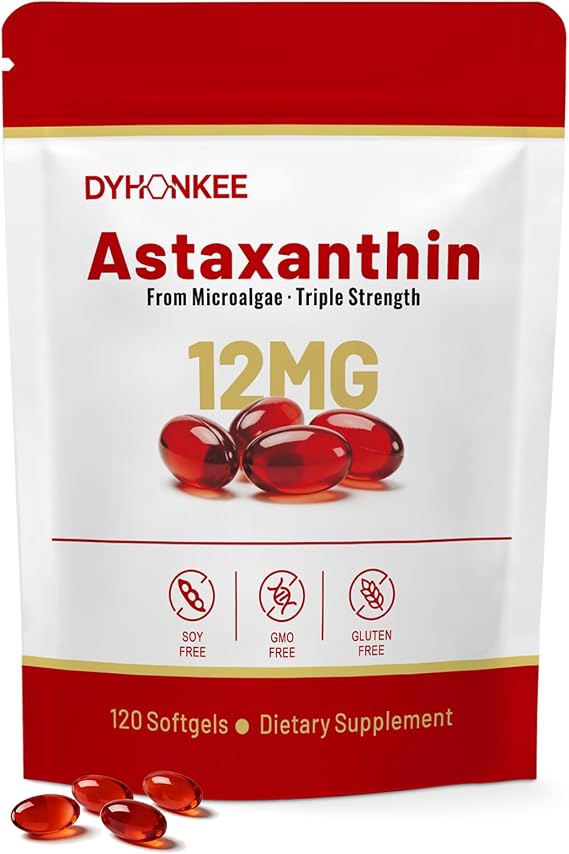 Astaxanthin 12mg, Antioxidant Support, Non-GMO, 120 Softgels | Astaxanthin Supplements from Haematococcus Pluvialis Microalgae, Soy & Gluten Free, Non-GMO, 4 Month Supply