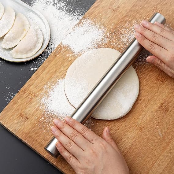 Ivory Çelik Oklava Paslanmaz Çelik Yapışmaz Döner Merdane Medium