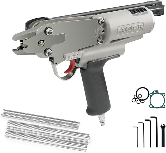 Woodpecker C-7C4BT 15 Gauge Professional Pneumatic Hog Ring Gun | 3/4-Inch 4.8mm Closure Diameter, C ring piler, C Ring Tool Hog Ring Plier, C ring gun for Mattress, Fencing, Cages