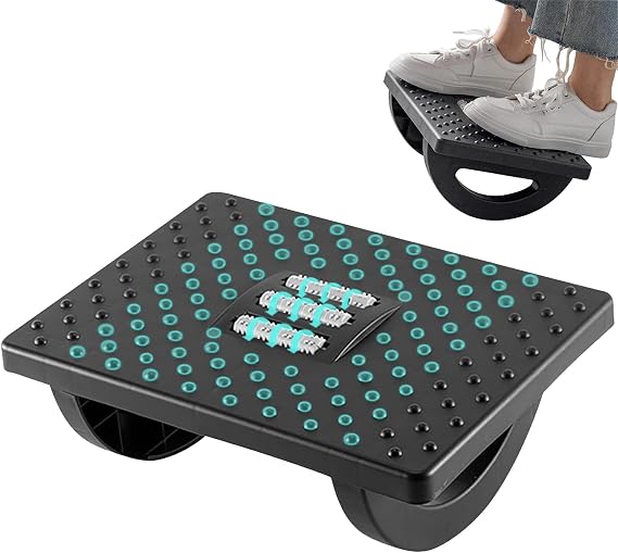 Foot Rest Under Desk,Ergonomic Adjustable Foot Rest Foot Stool with Massage Roller for Under Desk,Footrest Improved Pressure Relief Straightening Hunchback