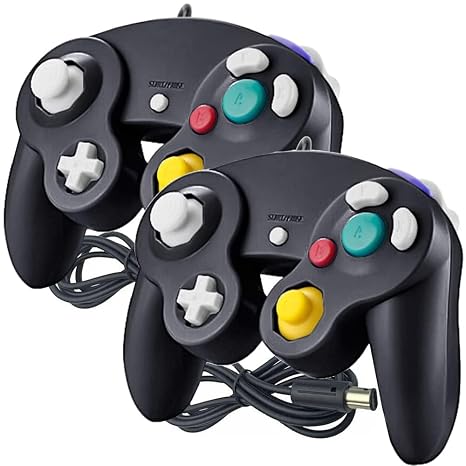 Reiso Gamecube Controller, 2 Pack NGC Classic Wired Controller for Wii Game cube Console (Black and Black)