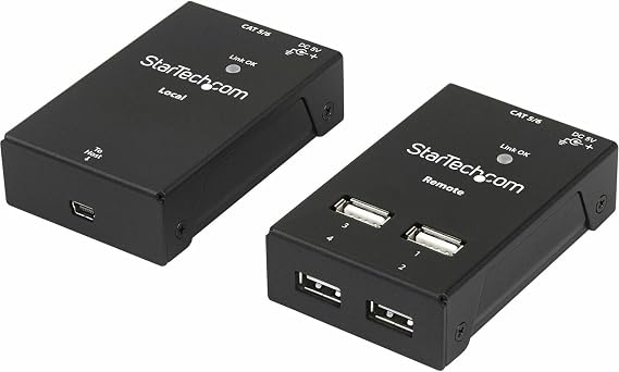StarTech 4-Port USB 2.0 Extender, 130ft USB Over Cat5/Cat6 Extender, TAA