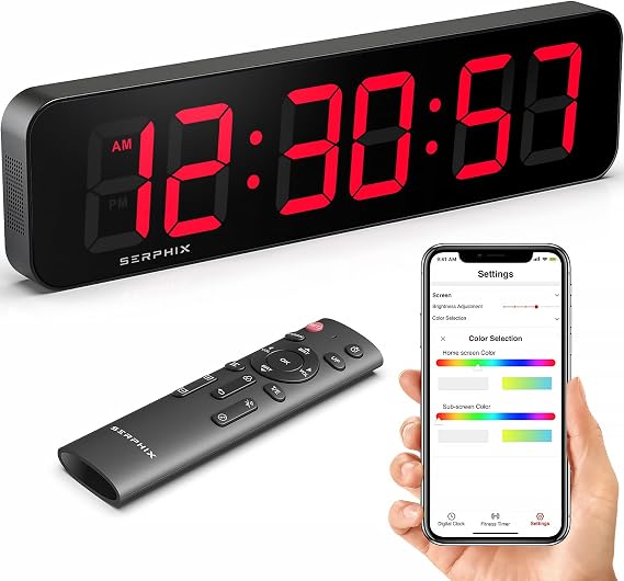 15.2" Large Digital Wall Clock with Seconds, Gym Clock Countdown Clock