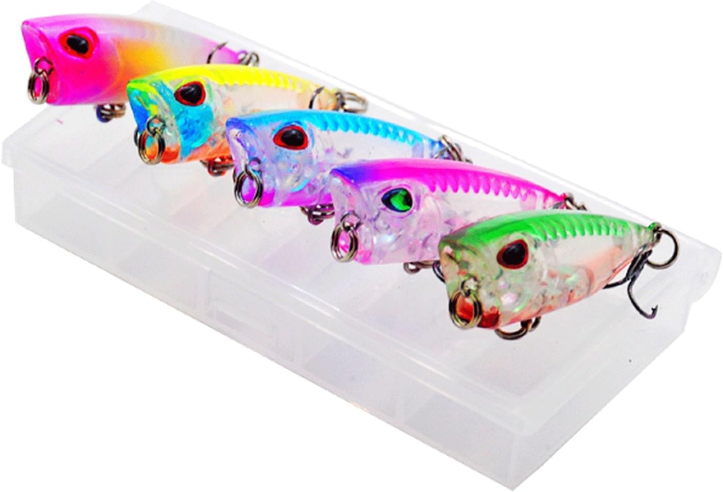 5 Pcs Color Mixed Pack Mini Popper Fishing Kit 4cm 3.5g Fishing Tackle Set with Box Top Water Carp Artificial Bait Sinking Lures
