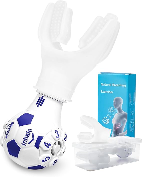 Adjustable Breathing Trainer Portable Lung Exerciser Improves Lung Capacity | Portable Respiratory Fitness Support Device, Regulate Oxygen Flow (Blue)