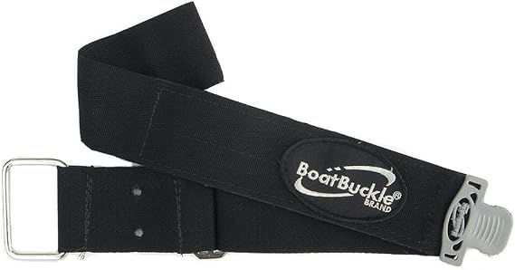 BoatBuckle Trolling Motor Tie-Down | Hook-And-Loop Strap Limits Trolling Motor Movement, Rubber Grommets Reduce Metal Contact, Mounting Hardware Included, 1 Piece
