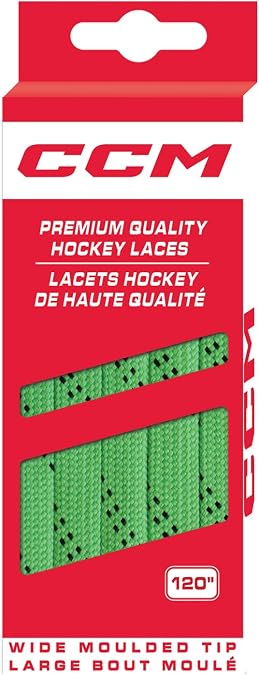 CCM Hockey Non Waxed Moulded Tip Laces (Lime Green/Black, 96")