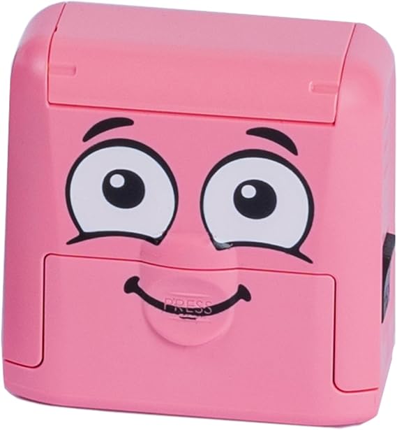 COLOP Marky Personalized Kids Name Stamp, Suitable for All Surfaces, Pink | Permanent Waterproof Clothing & Fabric Labeling, Clothing Stamp For Kids, Schools, Daycare, Includes Labels and Thermo Tape