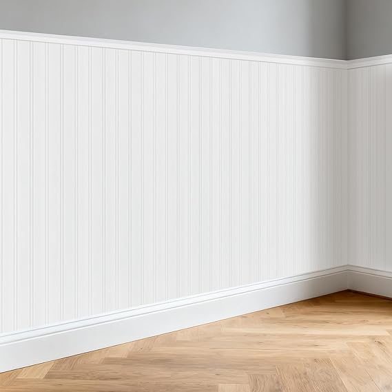 Wainscoting Wall Panels Kit,PS Beadboard Wall Panels,Cover 39"x79",8Pcs