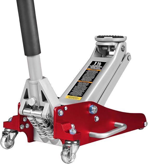 Big RED 1.5 Ton Low Profile Aluminum and Steel Racing Floor Jack, Red
