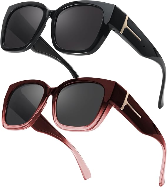 Myiaur 2 Pack Over Glasses Sunglasses for Women Polarised UV400 Protection