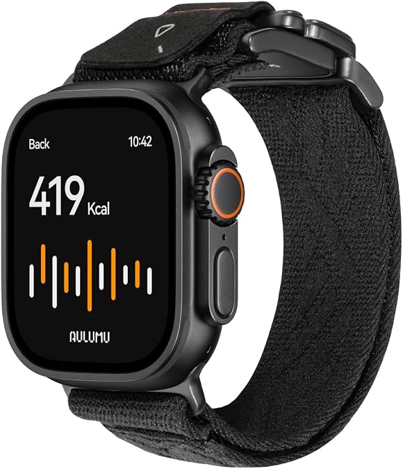 Aulumu C03 Snap Functional Titanium Buckle for Apple Watch Ultra (3/2/1) Nylon Band | Luxury Embossed Texture Knit | Quick-release Design | iWatch Bands for 49/46/45/44MM