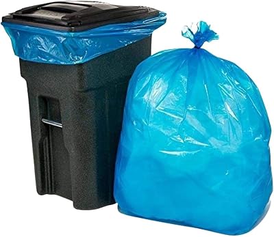Plasticplace 65 Gallon Recycling Trash Bags 1.5 Mil Blue Heavy Duty Garbage Can Liners 50 x 48 50 Count