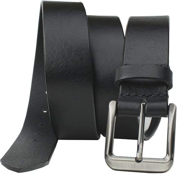 New River Black Belt - Rippled Full Grain Leather Belt with Certified Nickel Free Buckle | Made in the USA