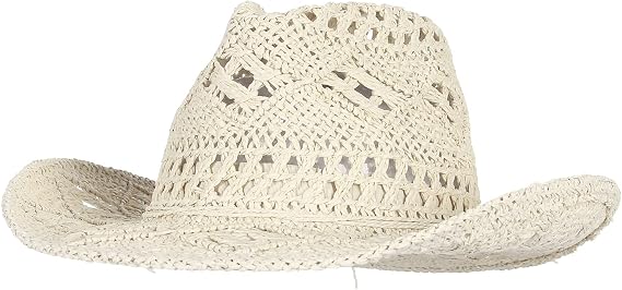 Men & Women's Summer Cowboy Cowgirl Straw Hat Hollow Out Woven Roll Up Wide Brim Sun Hat with Chin Strap