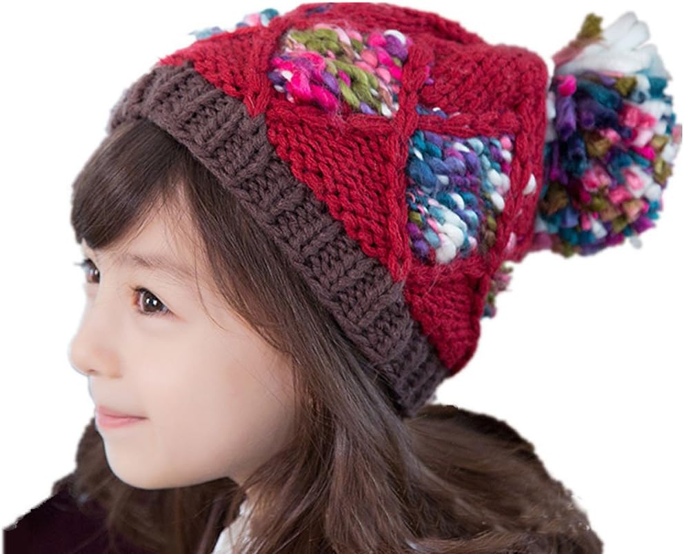 Cute Childrens Hat Winter Warm Handmade Knitted Jacquard Weave Kids Beanie