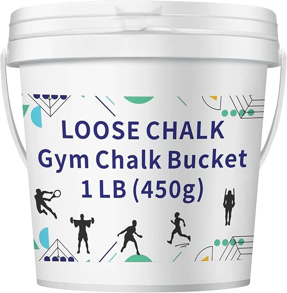 1 LB Loose Gym Chalk Bucket with Empty Chalk Bag & Spoon