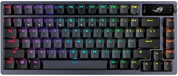 ASUS ROG Azoth Wireless Mechanical Gaming Keyboard 75% TKL, Tri-Mode Connectivity, Hot Swappable Pre-lubed ROG NX Snow Linear Switches, PBT Keycaps, RGB, OLED Display, PC/Mac Support - Black