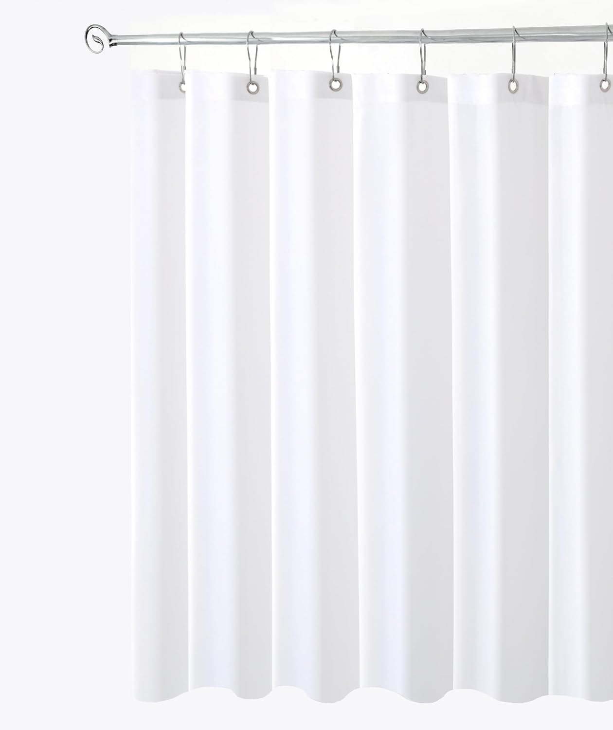 Biscaynebay Fabric Shower Curtain Long Stall Liners 54 Width by 78 Length, White Water Resistant Bathroom Curtains, Rust Resistant Grommets 9 Holes Weighted Bottom Machine Washable
