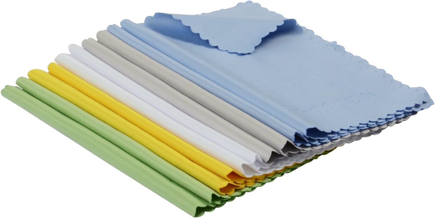 10-Pack Microfiber Cleaning Cloths for Smart Phones, Laptops, Tablets, Lenses, LCD Monitor, TV, Camera, Eyeglasses, Optics etc in Retail Packaging - 7x6 inches