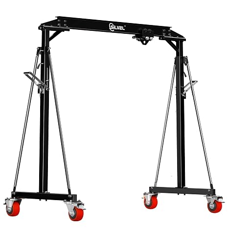 SILVEL 2 Ton Gantry Crane - MAX 5000Lbs Capacity Portable Hoist Frame, 8.41FT Maximum Capacity Width, 8.57-12.50ft Adjustable Height, Lifting Gantry for Factories, Warehouses, Garage (2 Ton)