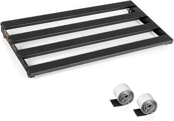 Guitar Pedal Board, Aluminium Alloy 2.2lb Light Pedal Board 19.09.61.7 Inch Black Pedalboard with Hook & Loop Tapes Big Enough for 8-12 Pedals and Durable