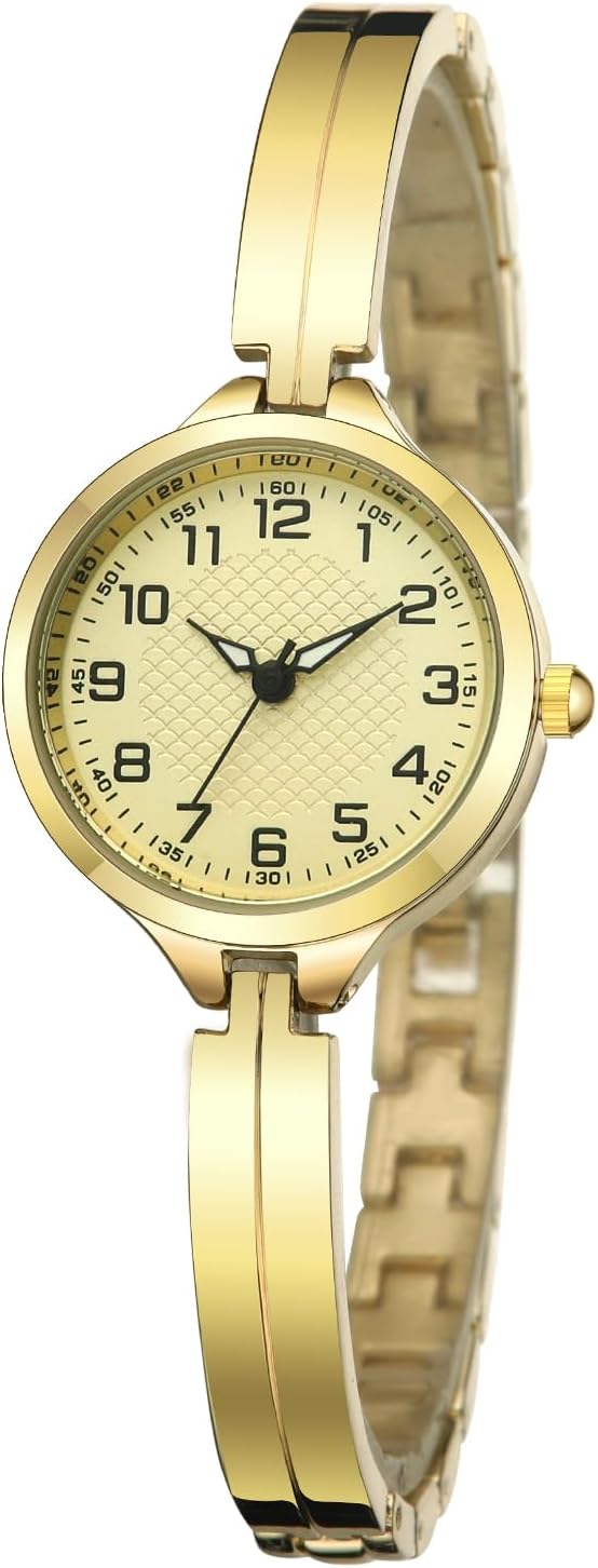 TWOPTION レディース リストクォーツウォッチ ブレスレットウォッチ Reloj para Mujer スモール 上品な腕時計 女性用 クリスマスギフト, ゴールド, クラシック