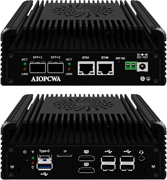 Mini PC Firewall Micro Appliance Dual 10GbE SFP+, 12th Gen N100 10Gigabit, 2 Port i226V 2.5GbE LAN, OPNsense Hardware, Type-C, TF, 2 Display, Barebone NO RAM NO SSD NO OS