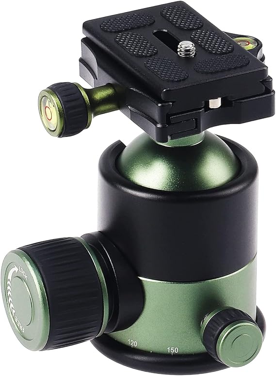 Foto4easy Tripod Ball Head 360 Degree Rotating Panoramic with Arca Type Quick Release Plate,3/8" Threaded for Camera Tripod Monopod, 1/4" Screw for DSLR Camera,Camcorder,Slider Max Loading 44lbs/20kg