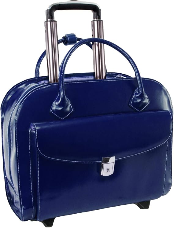 McKlein GRANVILLE, Top Grain Cowhide Leather, 15" Horizontal Wheeled Ladies' Laptop/Computer & Tablet Business Briefcase Bag/Women's Rolling Overnight Travel Bag, Removable trolley case