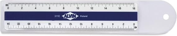 ALVIN Flat Pocket Engineer Scale Ruler Model 311E White Plastic - 6" inches