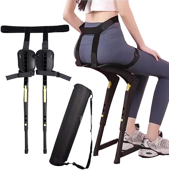 Lightweight Folding Chair, Chairless Chair with Wearable Legs Ergonomic Lightweight Seat(Black,100kg)